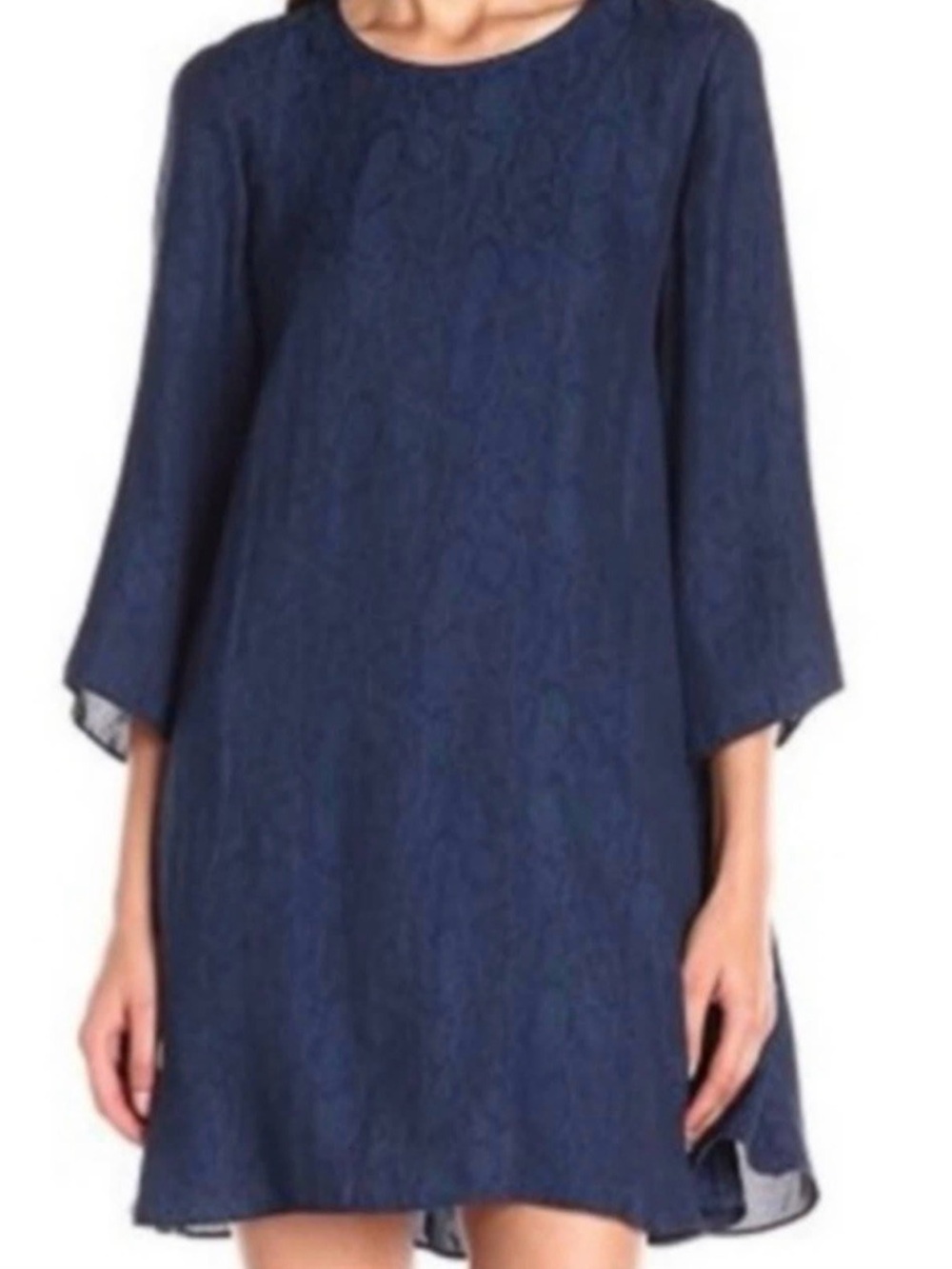 BCBGeneration lightweight snakeskin black Blue Long Sleeve shift Dress size S